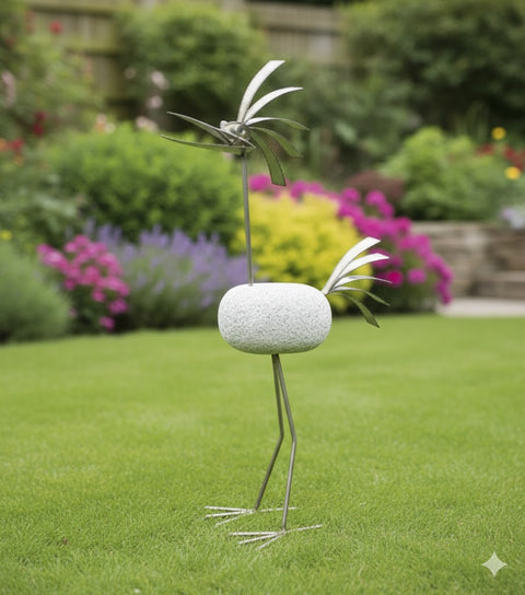 Steinvogel  SV XL 108 S ca. 100cm hoch aus Granit und Edelstahl