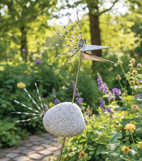 Steinvogel SV XL 109 S ca.100 cm hoch aus Granit und Edelstahl