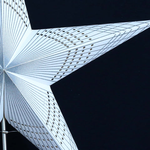 Leuchtstern Prisma weiß Glitter/silber 5 Zacken ca. 60 cm mit Magnetverschluss