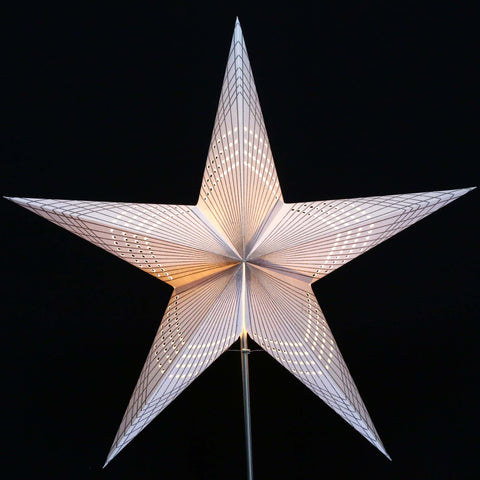 Leuchtstern Prisma weiß Glitter/silber 5 Zacken ca. 60 cm mit Magnetverschluss