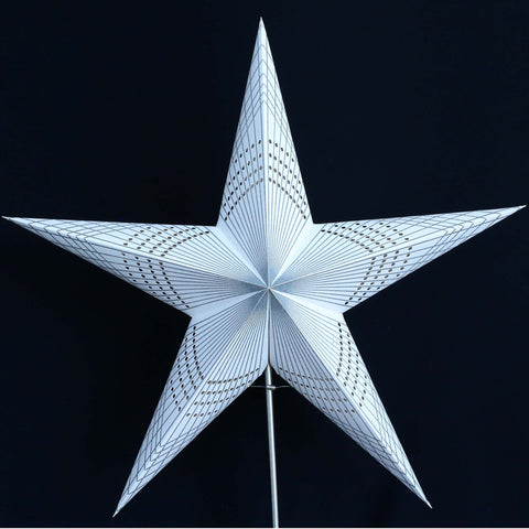 Leuchtstern Prisma weiß Glitter/silber 5 Zacken ca. 60 cm mit Magnetverschluss