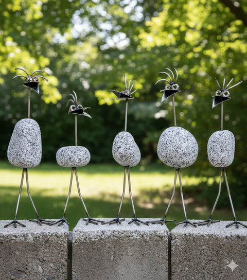 Steinvogel SV mini 1 ca. 30cm hoch aus Granit und Edelstahl