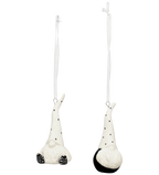 2-er SET: Baumhänger "Santa"  aus Keramik weiß/schwarz ca. 10 cm
