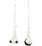 2-er SET: Baumhänger "Santa"  aus Keramik weiß/schwarz ca. 10 cm