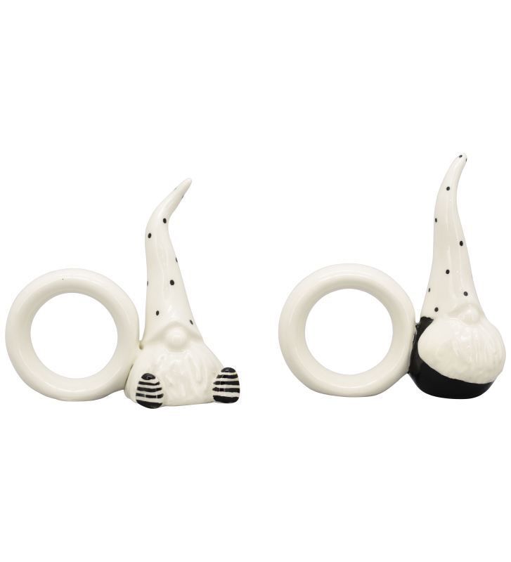 XMAS Serviettenhalter 2-er Set "Santa" Keramik weiß/schwarz ca. 10 cm