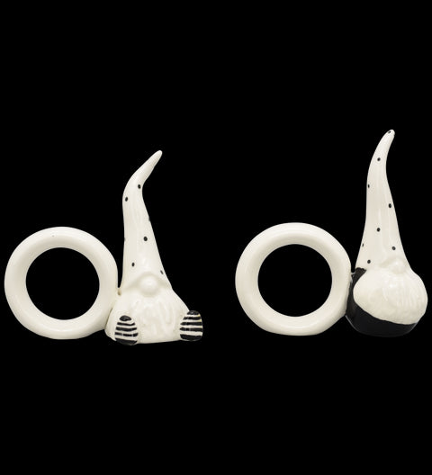 XMAS Serviettenhalter 2-er Set "Santa" Keramik weiß/schwarz ca. 10 cm