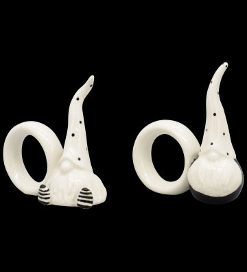 XMAS Serviettenhalter 2-er Set "Santa" Keramik weiß/schwarz ca. 10 cm