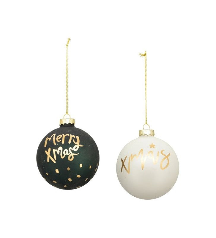 Christbaumkugeln 2-er Set aus Glas ca. 8cm Durchmesser