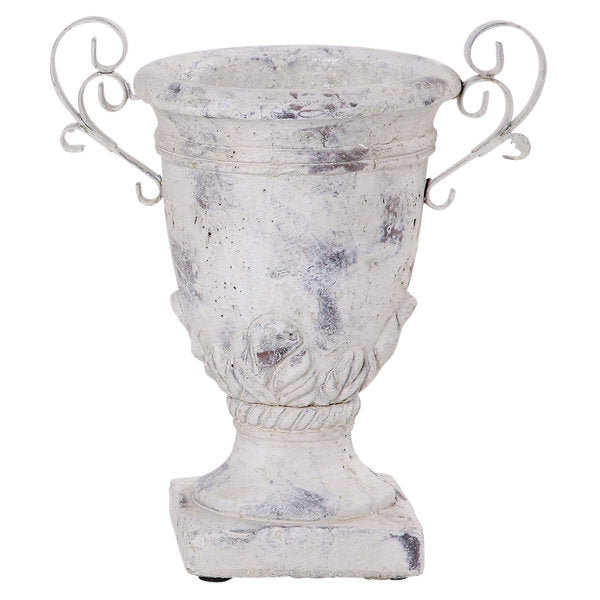 Dekopokal Valo Creme aus Terrakotta – Vintage Gartendeko & elegantes Wohnaccessoire