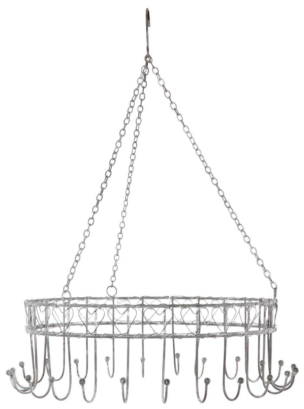 Kräuterkrone zum Hängen Ø 30 cm – Vintage Antiklook Grau – Metall Kräuterhalter