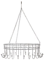 Kräuterkrone zum Hängen Ø 30 cm – Vintage Antiklook Grau – Metall Kräuterhalter