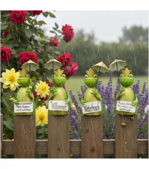 Zaunhocker Wetterfrosch mit Sonnenschirm – 24 cm zur Wahl 4 Schilder