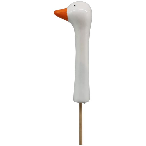 Gartenstecker Gans aus Keramik – Deko Stick Ivory ca. 13,5 cm