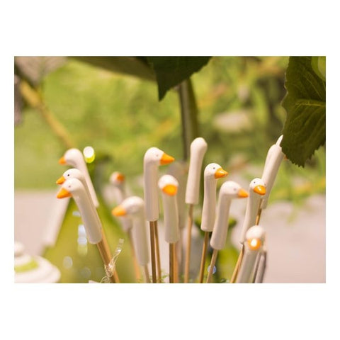 Gänse Stick Ivory Keramik ca. 3,9x2,3x7,6 cm