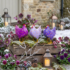 Metallhühner 3er Set in Lila, Violett & Beerenfarben – dekorative Hühnerfiguren