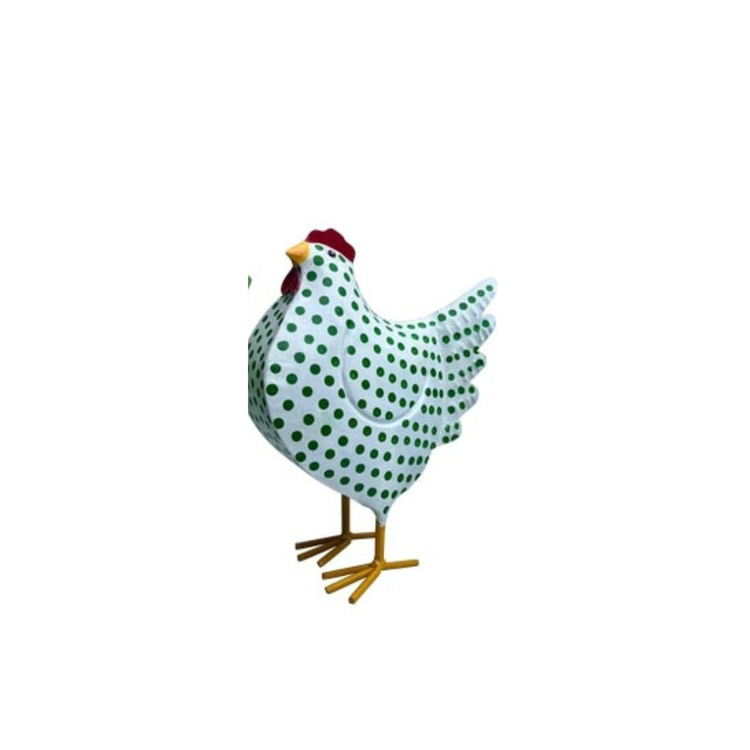 Metallhuhn in Grün & Weiß – dekorative Hühnerfigur zur Wahl