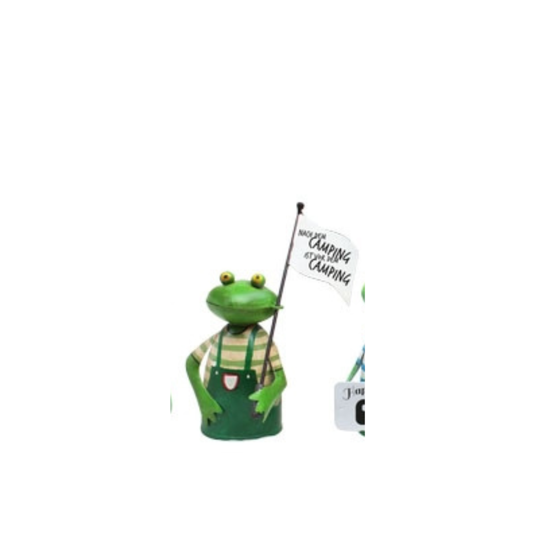Zaunhocker Camping Frosch aus Metall ca. 26 cm zur Wahl  6 Varianten