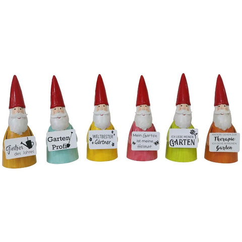 Zaunhocker Gartenzwerg aus Metall ca. 26 cm – 6 versch. Sprüche zur Wahl