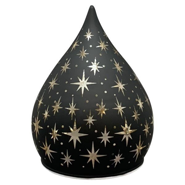 LED Licht Lumière, schwarz, Glas, 10x10x12 cm mit Timerfunktion 6H/18H, ohne Batterie (3xAA)