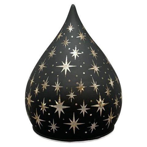 XMAS LED Licht Lumière, schwarz, Glas, 10x10x12 cm mit Timerfunktion 6H/18H, ohne Batterie (3xAA)