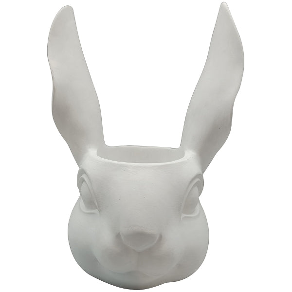 Oster Hasenkopf Pflanztopf aus Polyresin in Weiß ca. 30 cm