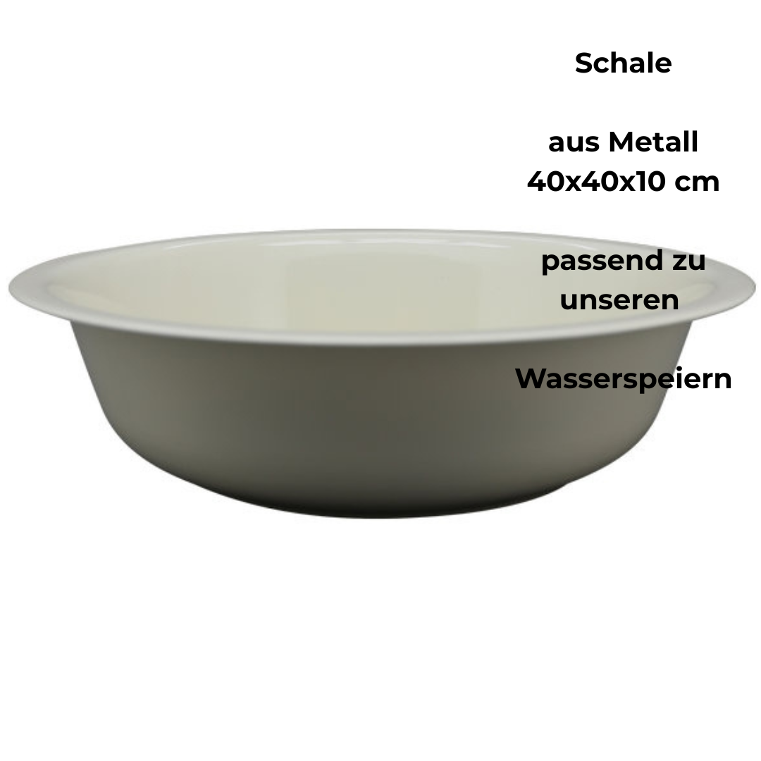 Dekoschale Creme aus Metall – Wasserschale für Garten, Brunnen & Deko, 40 cm