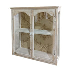 Wandschrank Landhausstil aus Holz – Cremefarben mit Glastüren – ca. 58,5x18x71 cm