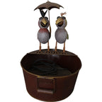 Wasserspeier Vogelpaar mit Schirm & Pumpe – Metallbrunnen mit Wanne 47,5 cm