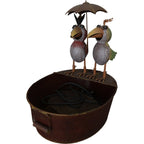 Wasserspeier Vogelpaar mit Schirm & Pumpe – Metallbrunnen mit Wanne 47,5 cm