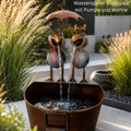 Wasserspeier Vogelpaar mit Schirm & Pumpe – Metallbrunnen mit Wanne 47,5 cm