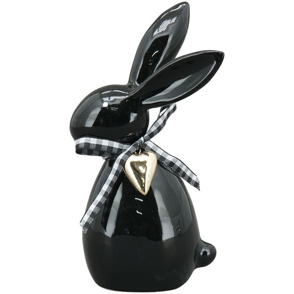 Osterhase aus Keramik zur Wahl schwarz oder weiß ca. 10,4x7,4x19,6 cm
