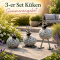 3er Set Steinvogel Küken aus Granit & Edelstahl – Sommerangebot