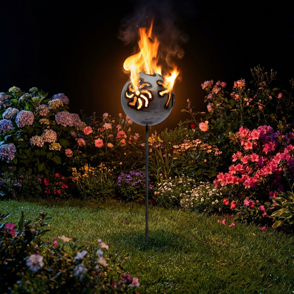 Feuerkugel Motiv Blume Ø 13cm aus Edelstahl