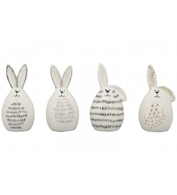 Osterhasen 4-er SET XOXO aus Keramik ca. 8,5 cm groß