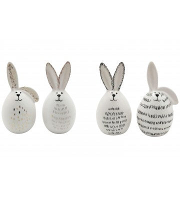 Osterhasen 4-er SET XOXO aus Keramik ca. 8,5 cm groß
