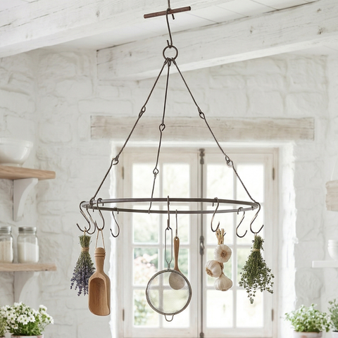 Hängering Kräuterkrone Metall dunkel patiniert Ø 40 cm – Küchen & Gartendeko