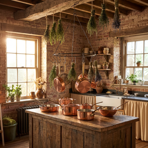 Hängering Kräuterkrone Metall dunkel patiniert Ø 40 cm – Küchen & Gartendeko