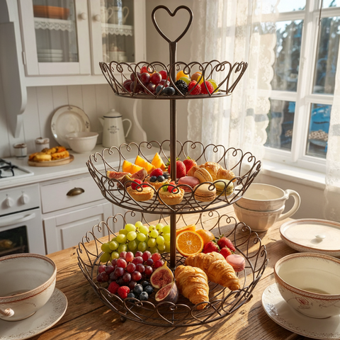 Etagère Metall dunkelbraun 72 cm – 3-stöckige Etagere Aufbewahrung