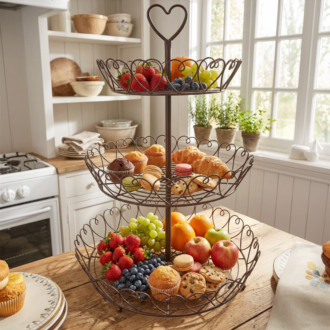 Etagère Metall dunkelbraun 72 cm – 3-stöckige Etagere Aufbewahrung
