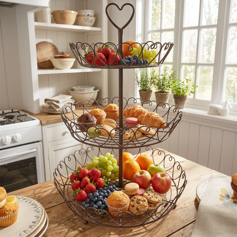 Etagère Metall dunkelbraun 72 cm – 3-stöckige Etagere Aufbewahrung