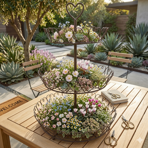 Etagère Metall dunkelbraun 72 cm – 3-stöckige Etagere Aufbewahrung