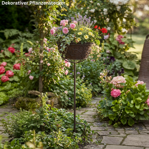 Blumensteckkorb Metall dunkelrostfarben Höhe 80 cm Pflanzkorb