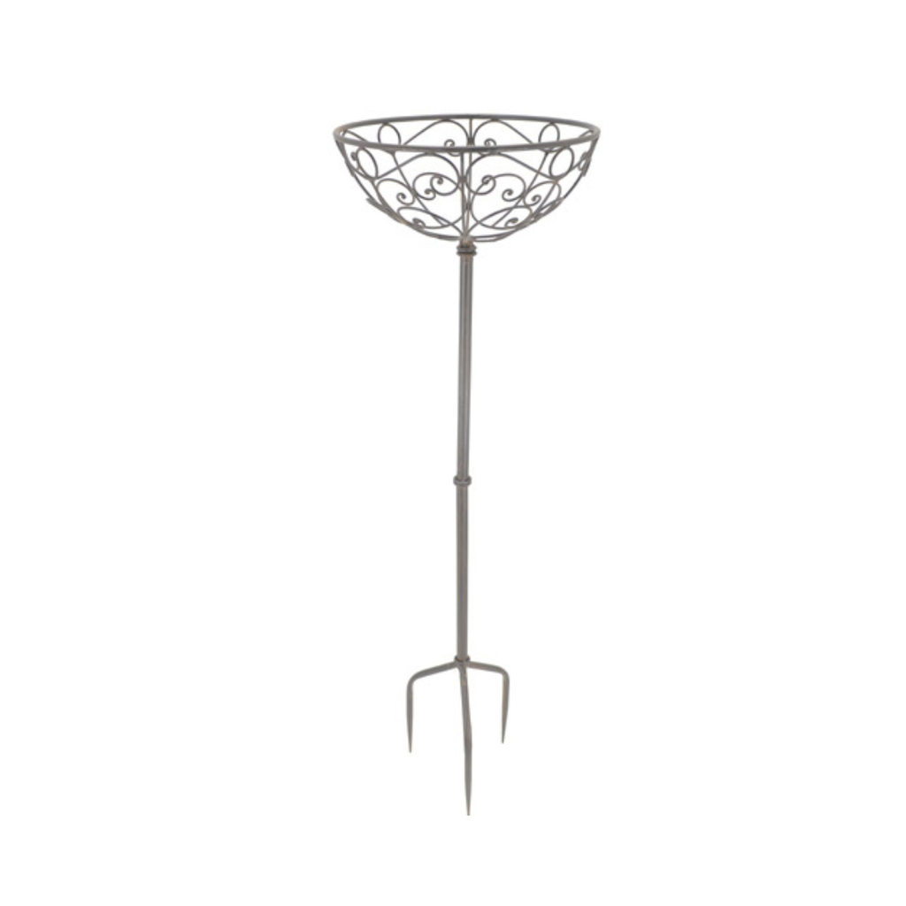 Blumensteckkorb Metall dunkelrostfarben 110 cm – Gartendeko Blumenständer