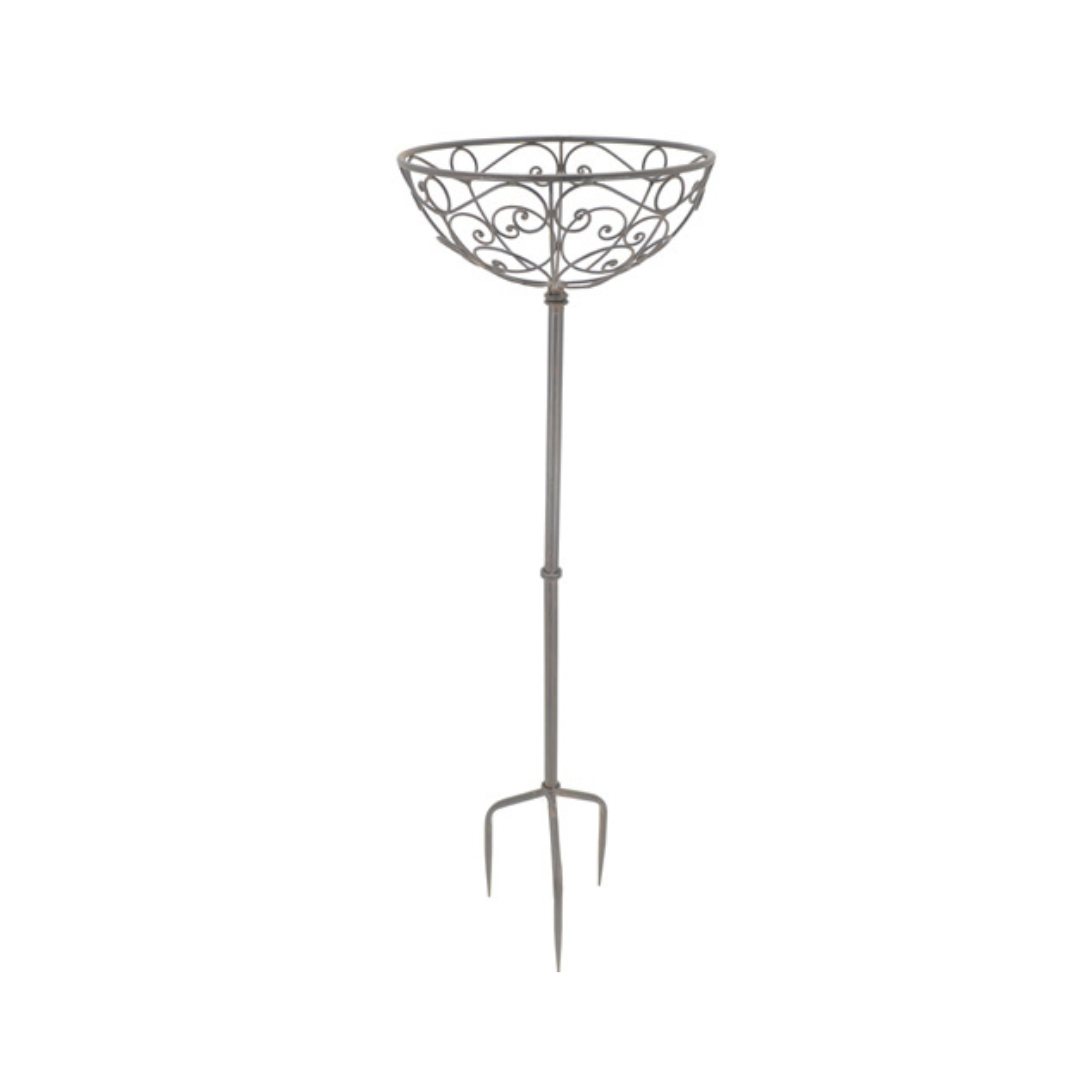 Blumensteckkorb Metall dunkelrostfarben 110 cm – Gartendeko Blumenständer