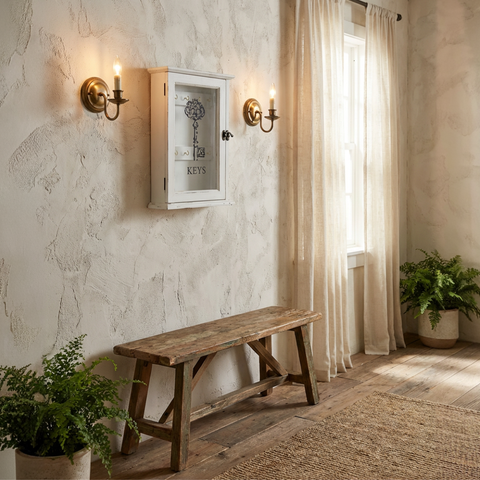 Schlüsselkasten Holz antikweiß 34 cm – Schlüsselbox Vintage