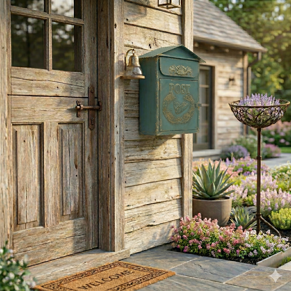 Briefkasten Metall antikblau 40 cm – Vintage Postkasten Gartendeko