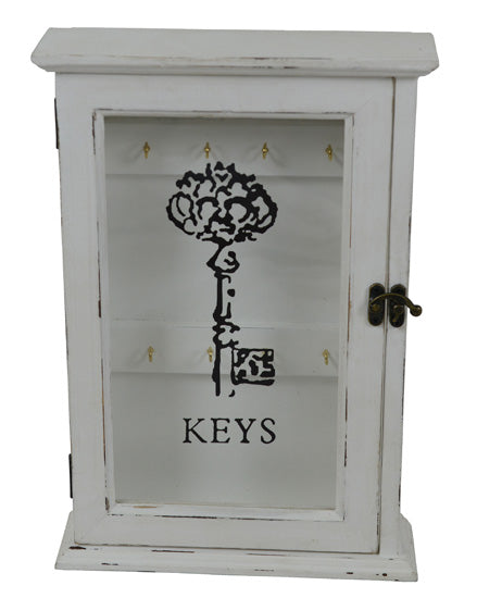Schlüsselkasten Holz antikweiß 34 cm – Schlüsselbox Vintage