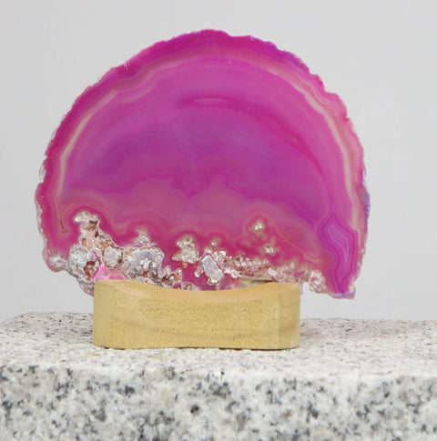 Achatscheibe gefärbt mit Holzständer und Teelicht zur Wahl