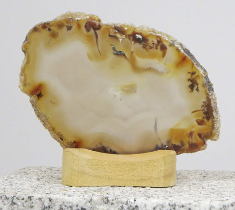 Achatscheibe gefärbt mit Holzständer und Teelicht zur Wahl