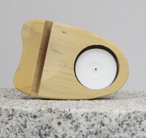 Achatscheibe gefärbt mit Holzständer und Teelicht zur Wahl